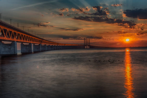 istock Oresund Bridge at sunset 1266158330