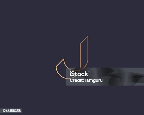istock Letter J  monogram, minimal style identity initial  mark. Golden gradient parallel lines vector emblem type for business cards initials invitations ect. 1266158358