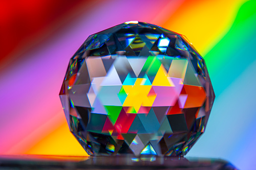 Detail from the photo session, Refraction of light through a single  crystal shape