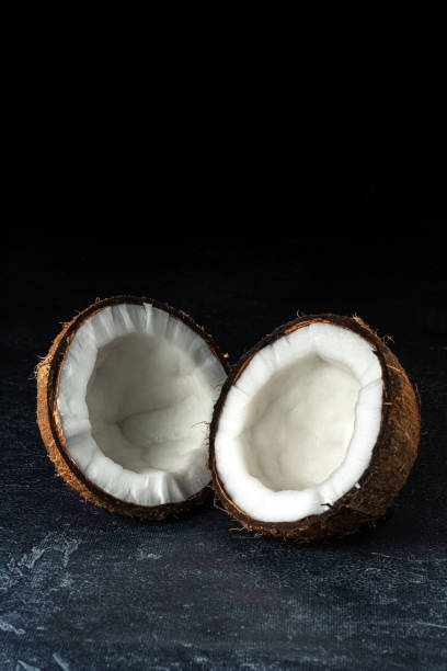 Coconut on a black background
