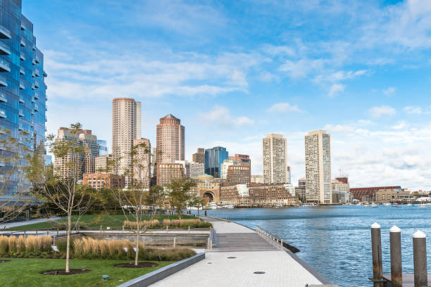 istock Boston skyline and blue sky in autumn 1266175905
