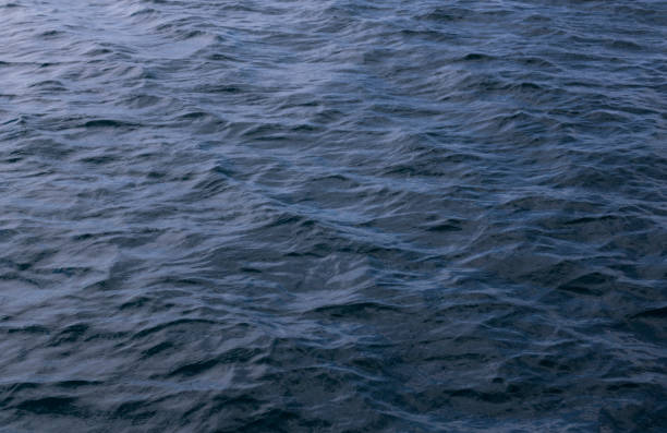 istock Dark blue Water Texture Pattern at sunset on the sea 1266179631