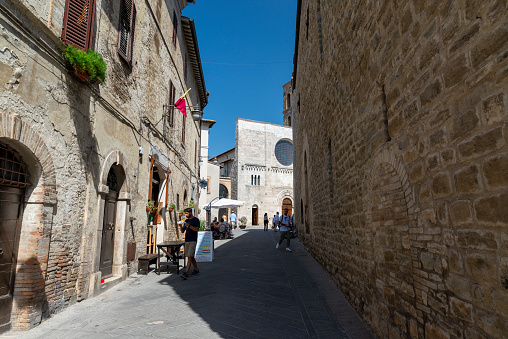 bevagna,italy august 13 2020:Architecture of streets and squares in the town of Bevagna