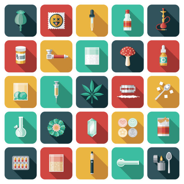 ilustrações de stock, clip art, desenhos animados e ícones de drugs and addiction icon set - ecstasy