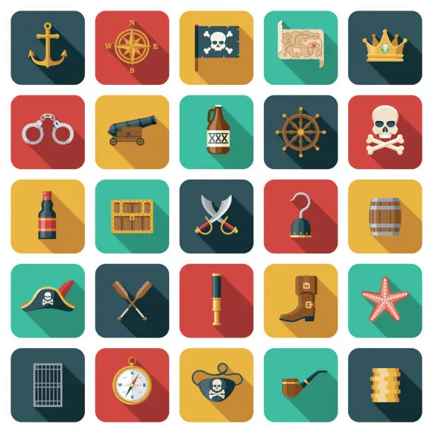 Vector illustration of Pirate Icon Set