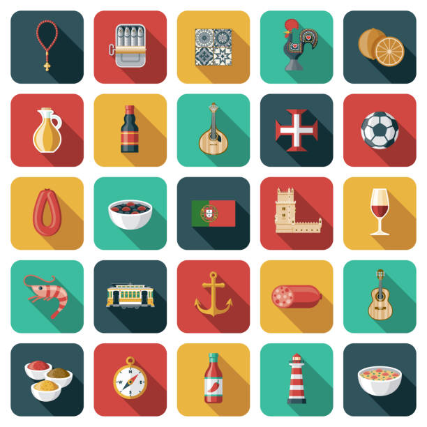 Portugal Icon Set A set of rounded corner App-style icons. File is built in the CMYK color space for optimal printing. Color swatches are global so it’s easy to edit and change the colors. christian fish clip art stock illustrations