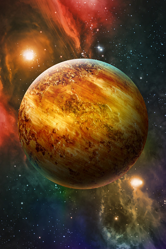 Mars planet solar system with stars in 3D illustration background