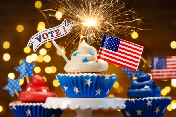 istock Patriotic American Cupcakes With Text Vote 1266194824