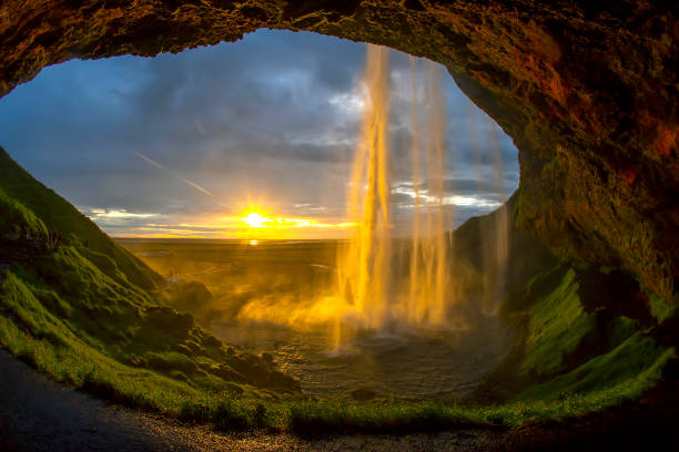 istock Seljalandsfoss waterfall at sunset. Iceland 1266196424