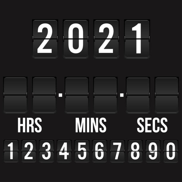 2021 - flip countdown timer vektor. analoge schwarze anzeigetafel digital timer leer. stunden, minuten, sekunden. - flipchart stock-grafiken, -clipart, -cartoons und -symbole