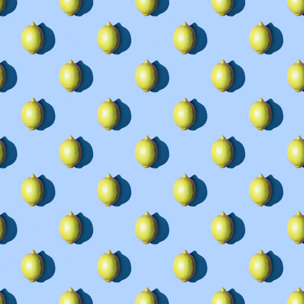 Lemon pattern on a plain background. Photo collage, mockup, layout, background for the project.