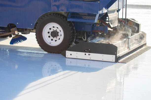 istock special machine for cleaning ice on an ice rink at work. Transport industry 1266200125