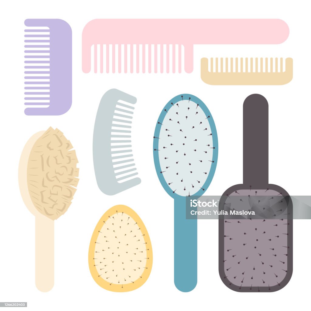 Set Of Combs For Hair Massage Comb Hair Brush Hair Comb Cute Cartoon Icons  Stock Illustration - Download Image Now - iStock