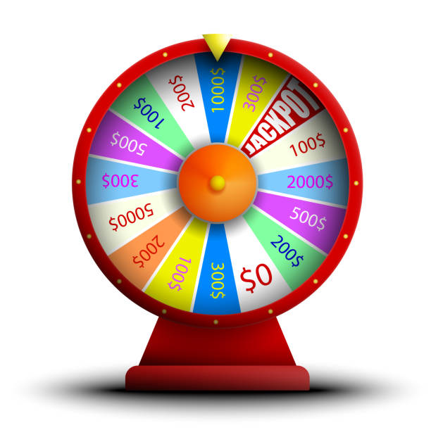 ilustrações de stock, clip art, desenhos animados e ícones de wheel of fortune, jackpot, main prize. luck, casino and gambling. spin the roulette, try your luck. realistic bright vector - wheel incentive spinning luck