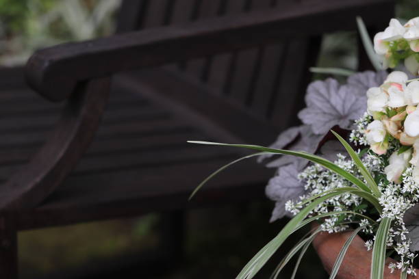 istock Flowers next to the bench. 1266208456