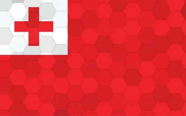 Vector illustration of Tonga flag illustration. Futuristic Tongan flag graphic with abstract hexagon background vector. Tonga national flag symbolizes independence.