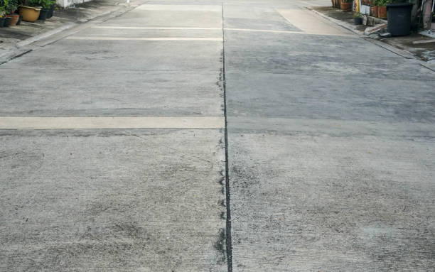 istock straight line on the concrete road as success concept 1266211163