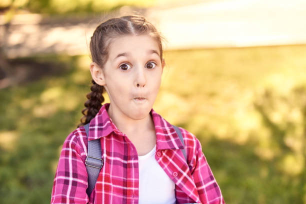 istock Amazed school girl. Funny child. Overjoyed emotion 1266217844