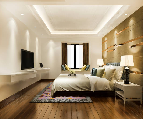 istock 3d rendering luxury classic modern bedroom suite in hotel 1266220650