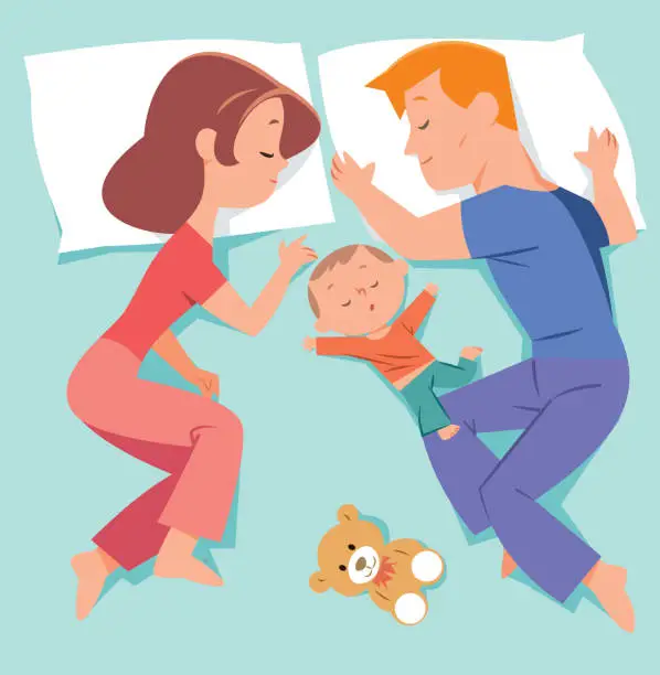 Vector illustration of Family sleeping