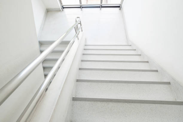istock Staircase inside the building. White stairs. 1266222533