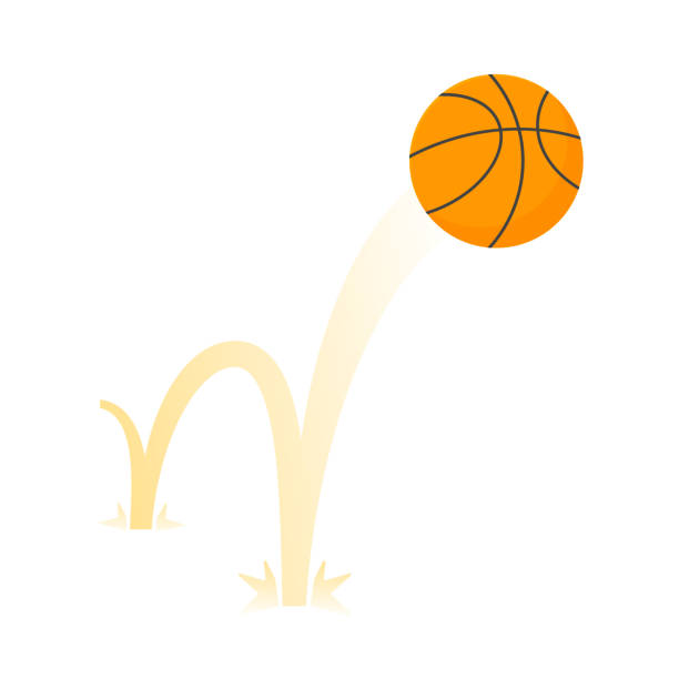 Bouncing basketball game ball flat style design vector illustration icon sign isolated on white background. Inflatable round basket game symbol jumps on the ground. Bouncing basketball game ball flat style design vector illustration icon sign isolated on white background. Inflatable round basket game symbol jumps on the ground. bouncing stock illustrations