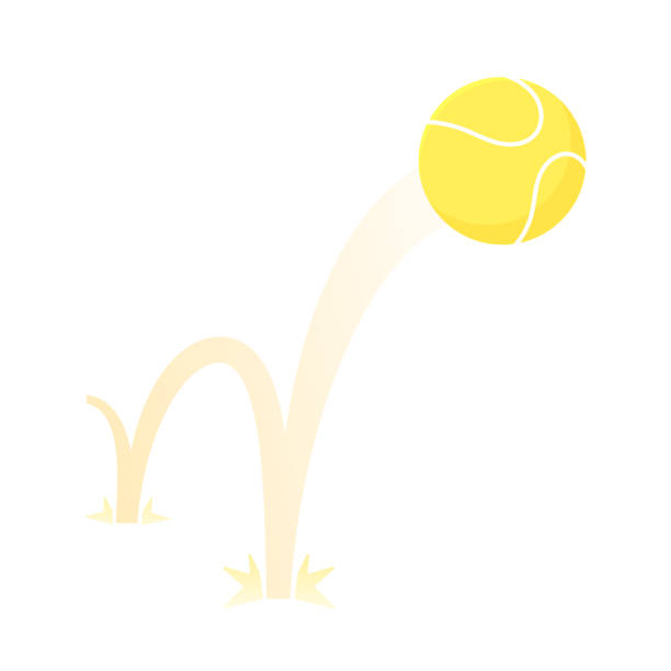 bouncing große tennis-spiel ball flachen stil design vektor illustration symbol zeichen isoliert auf weißem hintergrund. aufblasbare runde tennis spiel symbol springt auf den boden. - sport ball sphere symbol stock-grafiken, -clipart, -cartoons und -symbole