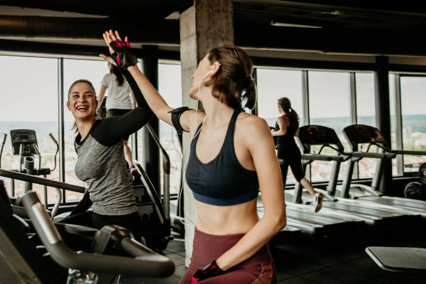 istock Beautiful girls saying bye after workout 1266223922