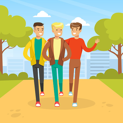 Guys Spending Time Together Outdoors Best Friends Forever Concept Cartoon  Vector Illustration Stock Illustration - Download Image Now - iStock