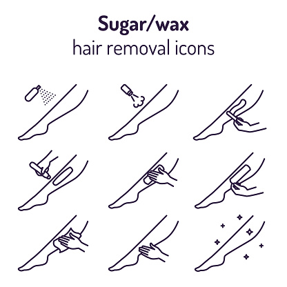 Sugaring And Waxing Hair Removal Icons Vector Set Steps And Instructions  How To Do Epilation With Wax Or Sugar Stock Illustration - Download Image  Now - iStock