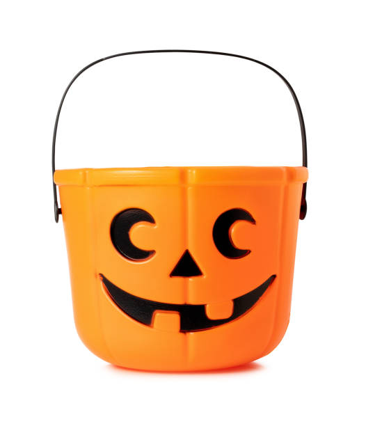 Halloween Jack o Lantern bucket Halloween Jack o Lantern bucket with clipping path. bucket stock pictures, royalty-free photos & images
