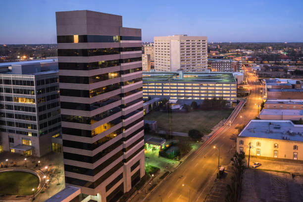 istock Aerial view of downtown Jackson at dusk 1266237620