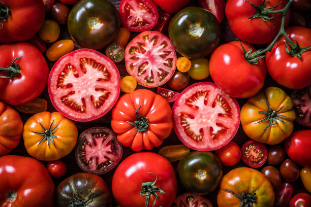 Various kinds of tomatoes background
