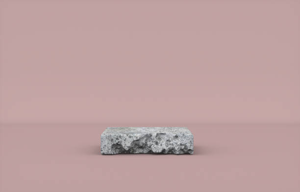 istock Minimal natural beauty podium backdrop with stone texture for cosmetic product display. 1266254340