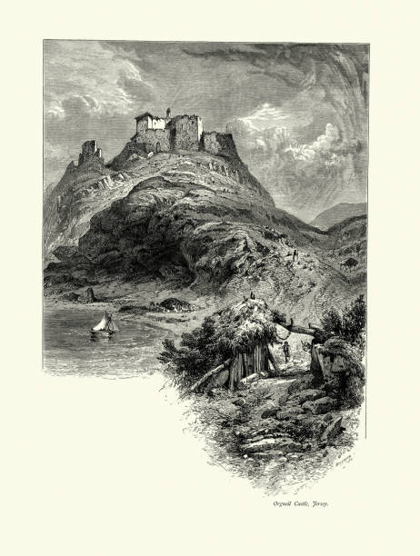 istock Mount Pride Castle, Boat, People, Hillside, Jersey, 19th Century 1266254394