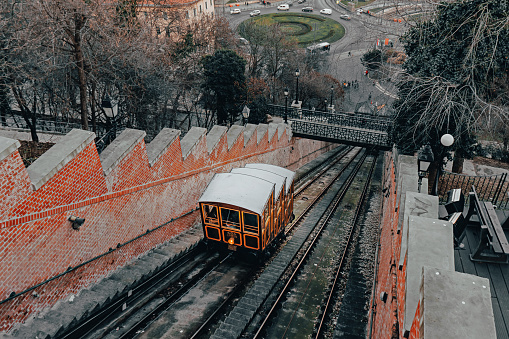 Cable Car on the Castle Hill in Budapest, Hungary