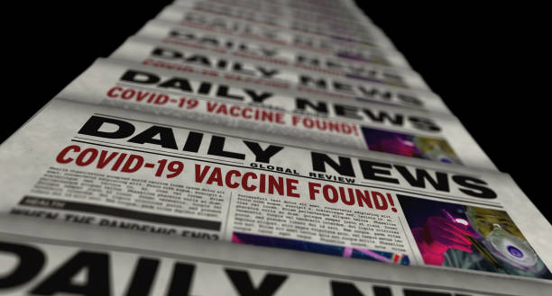 istock Covid-19 virus vaccine found retro newspaper printing press 1266256313