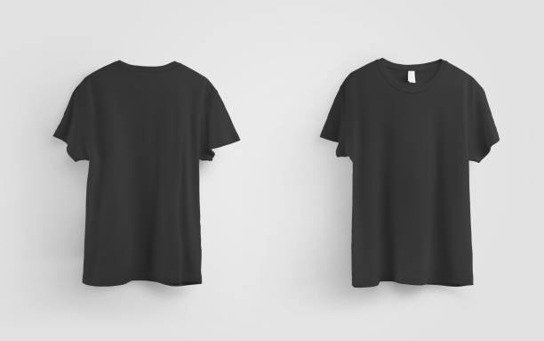 istock Unisex black t-shirt template, front and back views, for design and pattern presentation, online store advertising. 1266258270