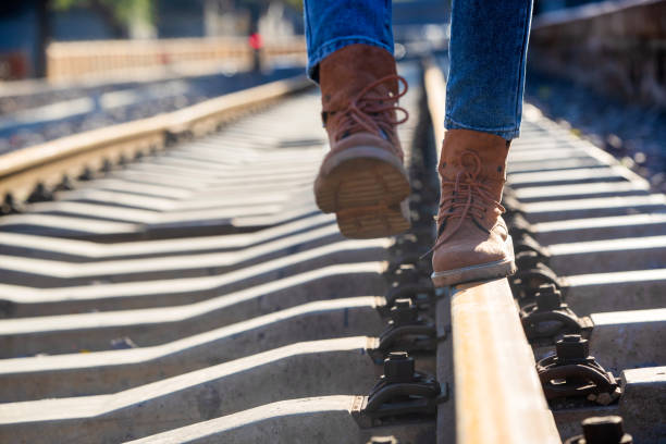Young woman walked on the track