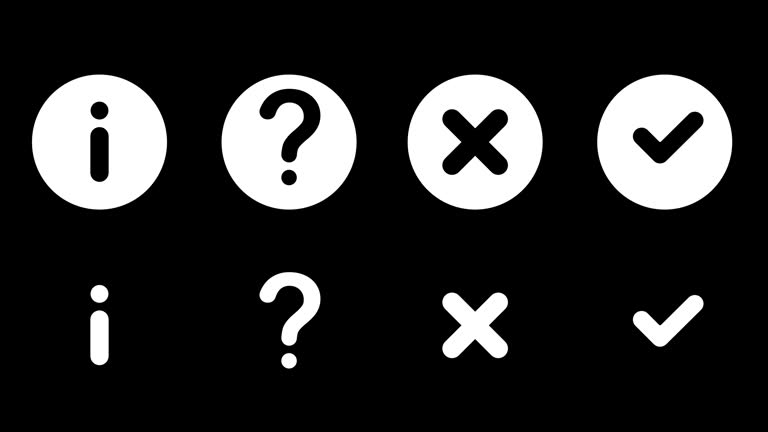 check mark and cross with question and exclamation symbol animation