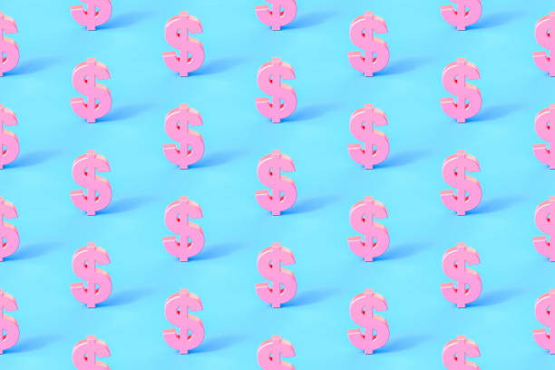 istock Seamless repetitive Dollar Sign pattern on blue background 1266265728
