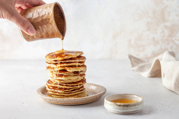 Pancakes with Honey stock photo