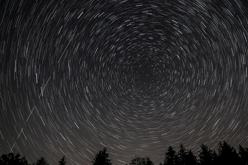 Startrails long exposure with polar star