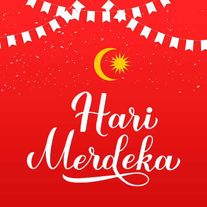Ilustración de Hari Merdeka Letras Del Día De La Independencia En