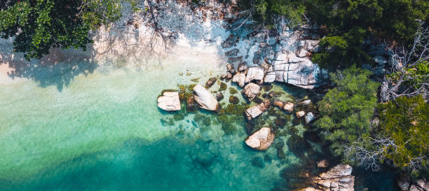 istock Summer Travel-Beach and bright blue sea, high angle view 1266271183