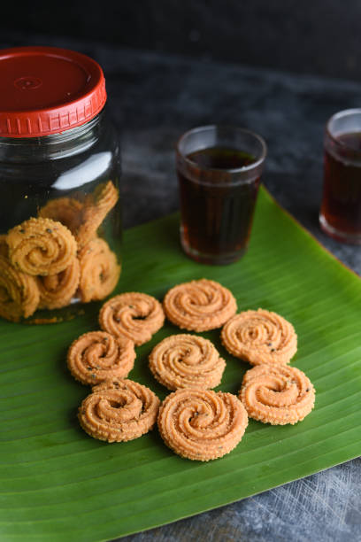 Rice Murukku or Chakli Indian deep fried snack Kerala Onam