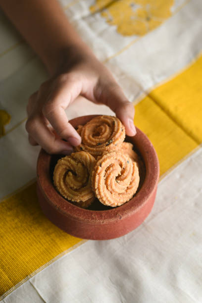 Rice Murukku or Chakli Indian deep fried snack Kerala Onam