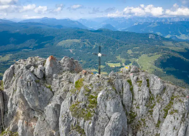 Kammspitz Summit Cross Gipfelkreuz, Dachstein, Austria, European Alps. Converted from RAW.