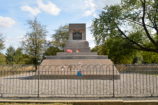 Zillebeke, Belgium, August 2018: monument in memory of WWI victims. Queen Victoria's Rifles. Hill 60.