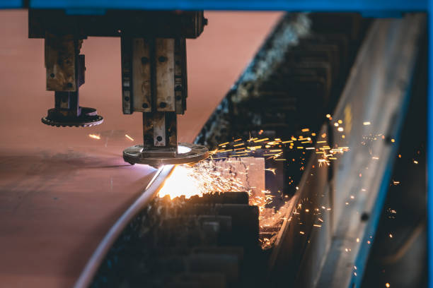 istock industrial steel cutting with plasma cutting machine 1266275788